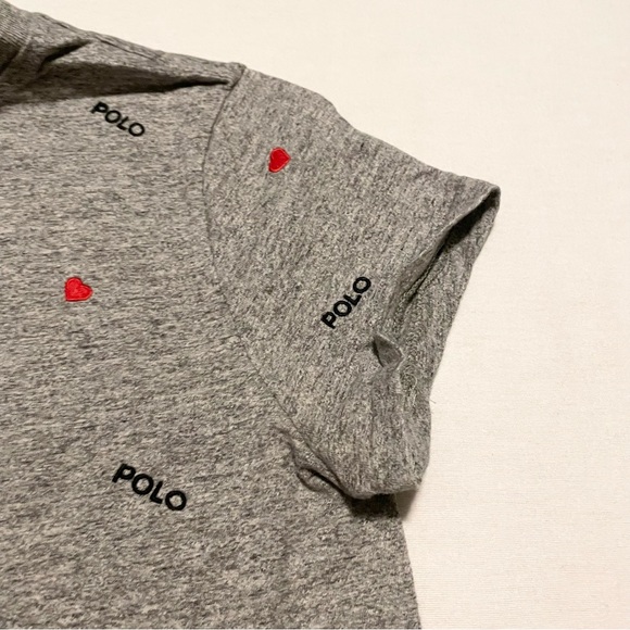 Polo Ralph Lauren Women’s Medium Embroidered Heather Gray Heart T Shirt - Picture 4 of 15